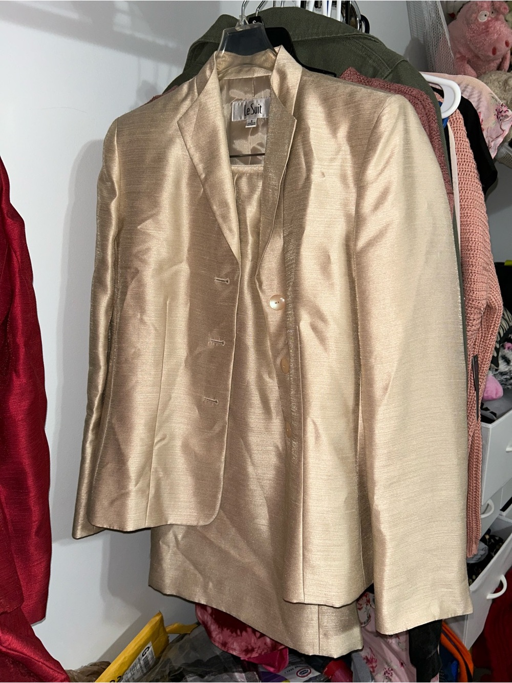 Le Suit Tan/Gold Shimmer Women's Blazer WITH skirt